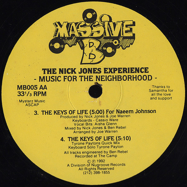 THE NICK JONES EXPERIENCE - Music For The Neighborhood
