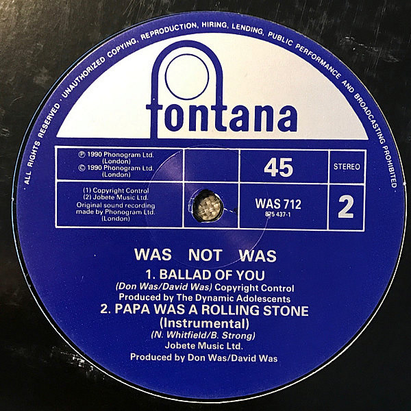 WAS NOT WAS - Papa Was A Rolling Stone
