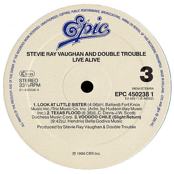 STEVIE RAY VAUGHAN AND DOUBLE TROUBLE - Live Alive