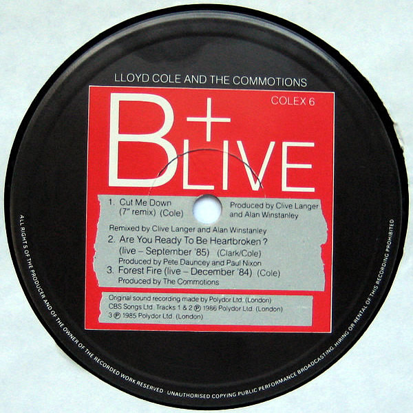 LLOYD COLE & THE COMMOTIONS - Cut Me Down Remix
